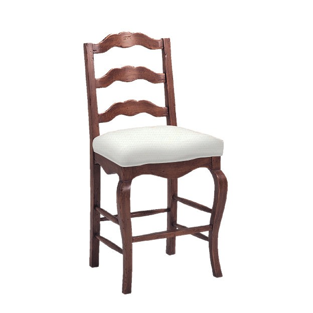 Ladderback Upholstered Seat Barstool (Counter Height)