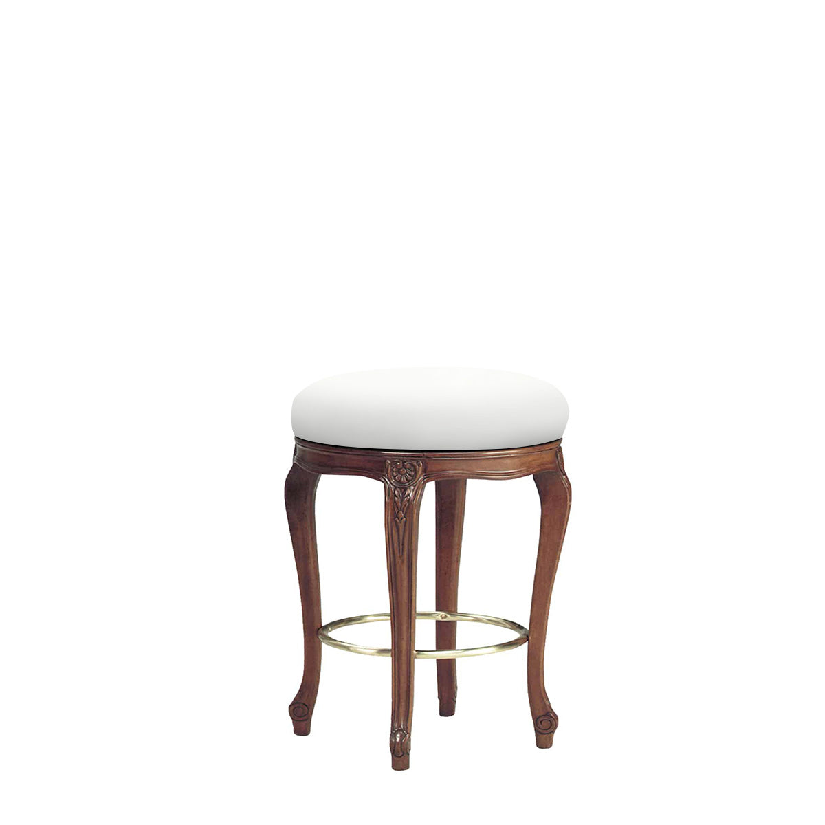 Carved Backless Swivel Barstool (Counter Height)