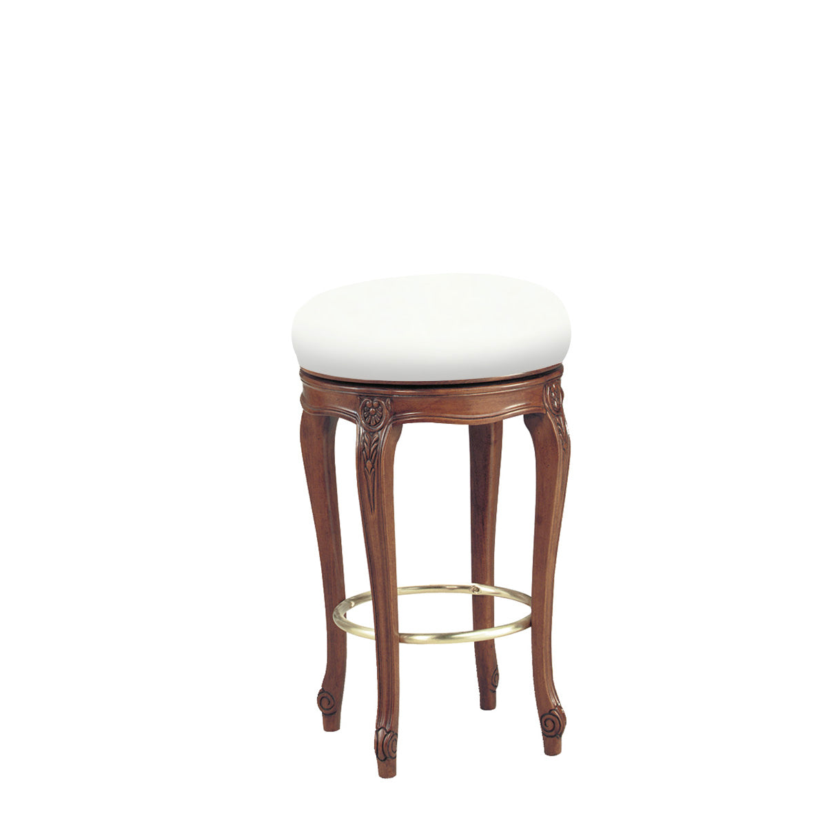 Carved Backless Swivel Bar Stool (Bar Height)