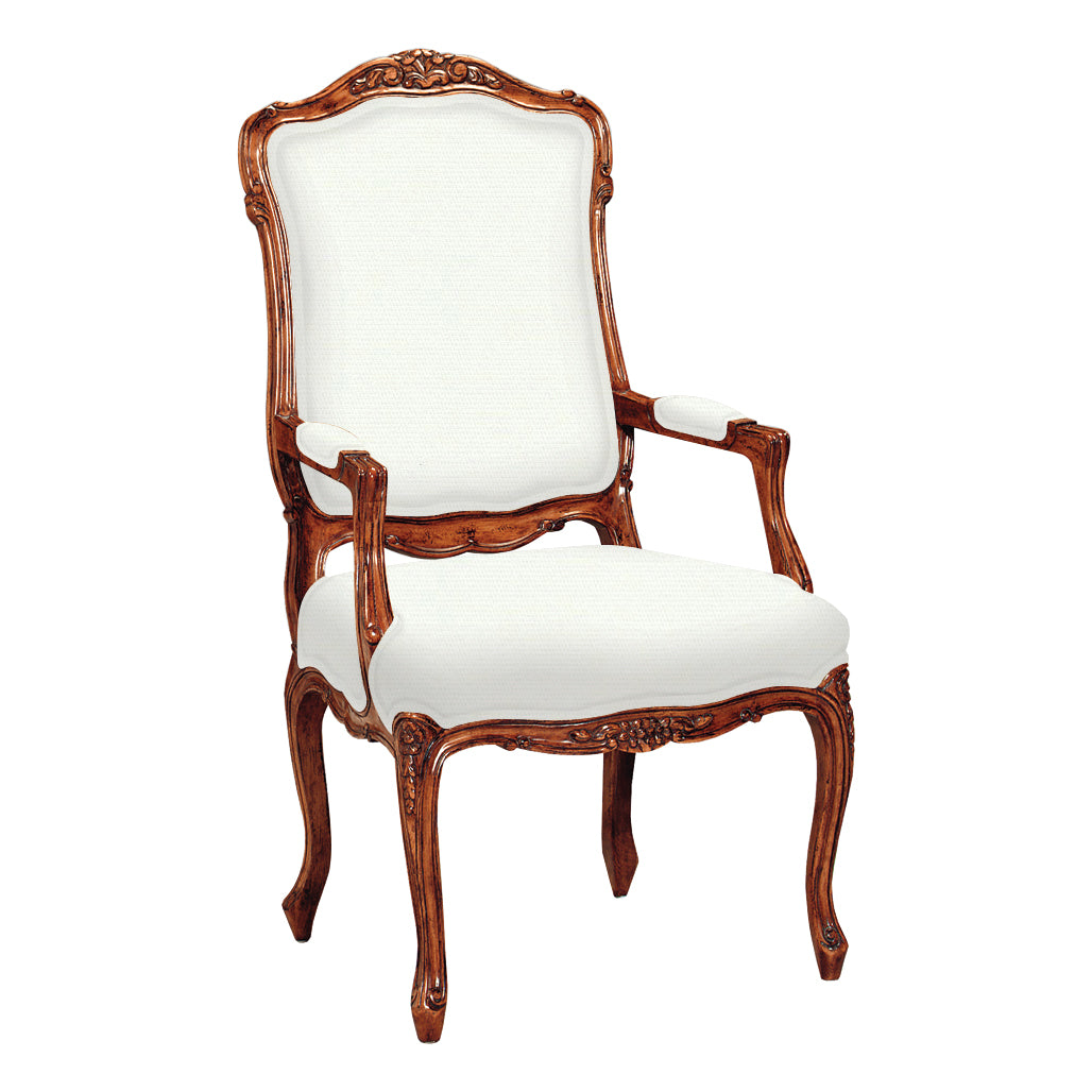 Carved Upholstered Back Arm Chair