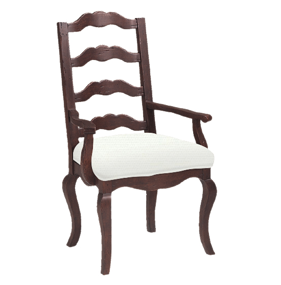 Ladderback Upholstered Seat Arm Chair