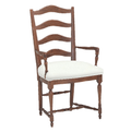 Country English Ladderback Upholstered Seat Arm Chair
