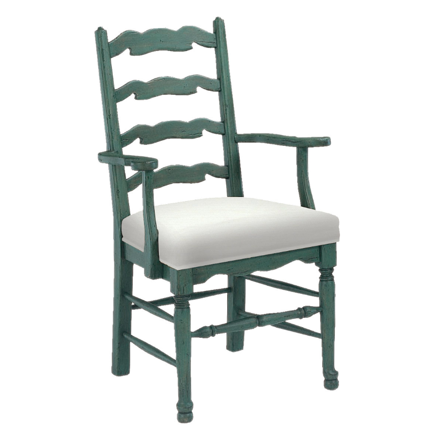 English Ladder Back Upholstered Seat Arm Chair