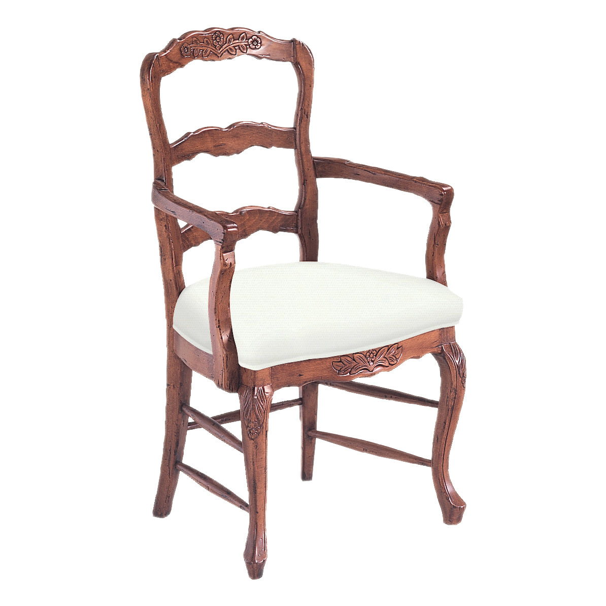 Ladderback Upholstered Seat Arm Chair