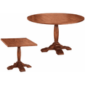 English Square to Round Pedestal Table